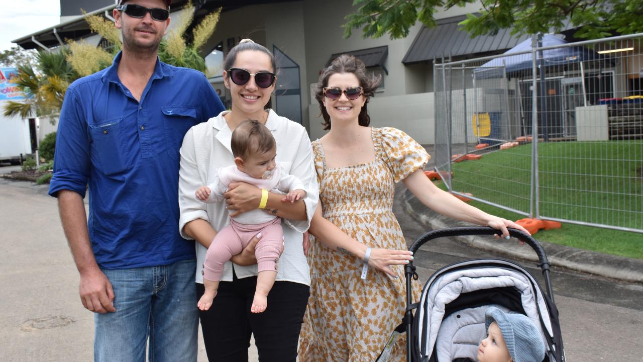 (L-R) Shaun, Karlee and Willow Sodden with Bonnie and Harry Clark at the first day of the Gympie Show, 2022.