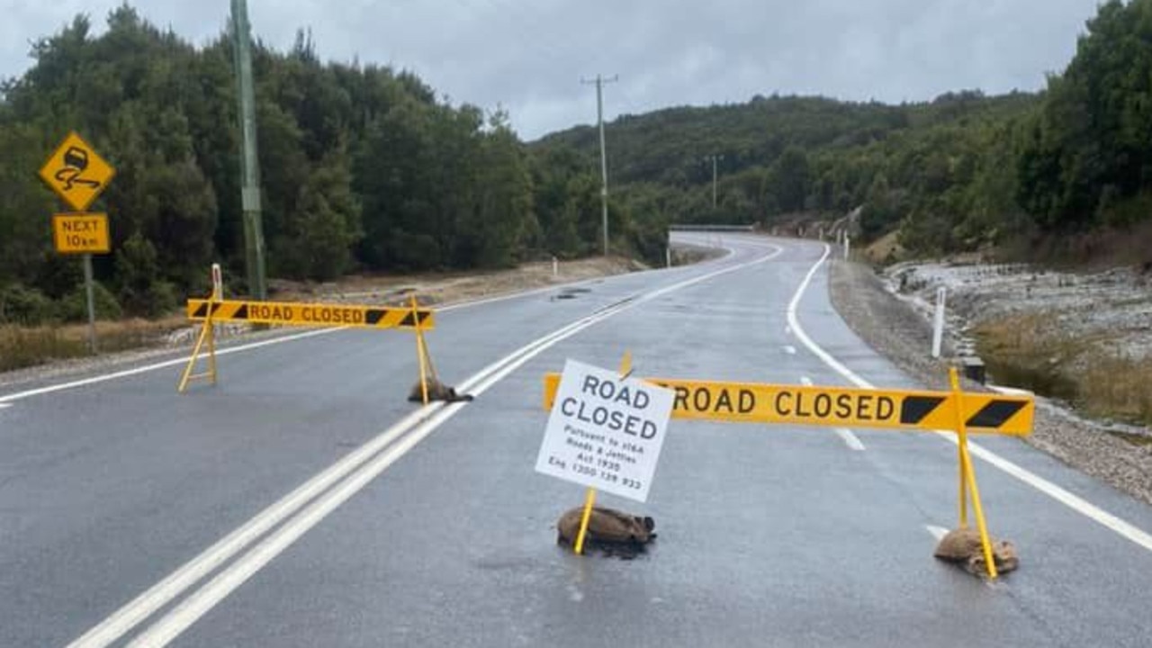 The Zeehan Highway has been closed between Anthony Road and Lyell Highway after major landslides. Picture: Facebook