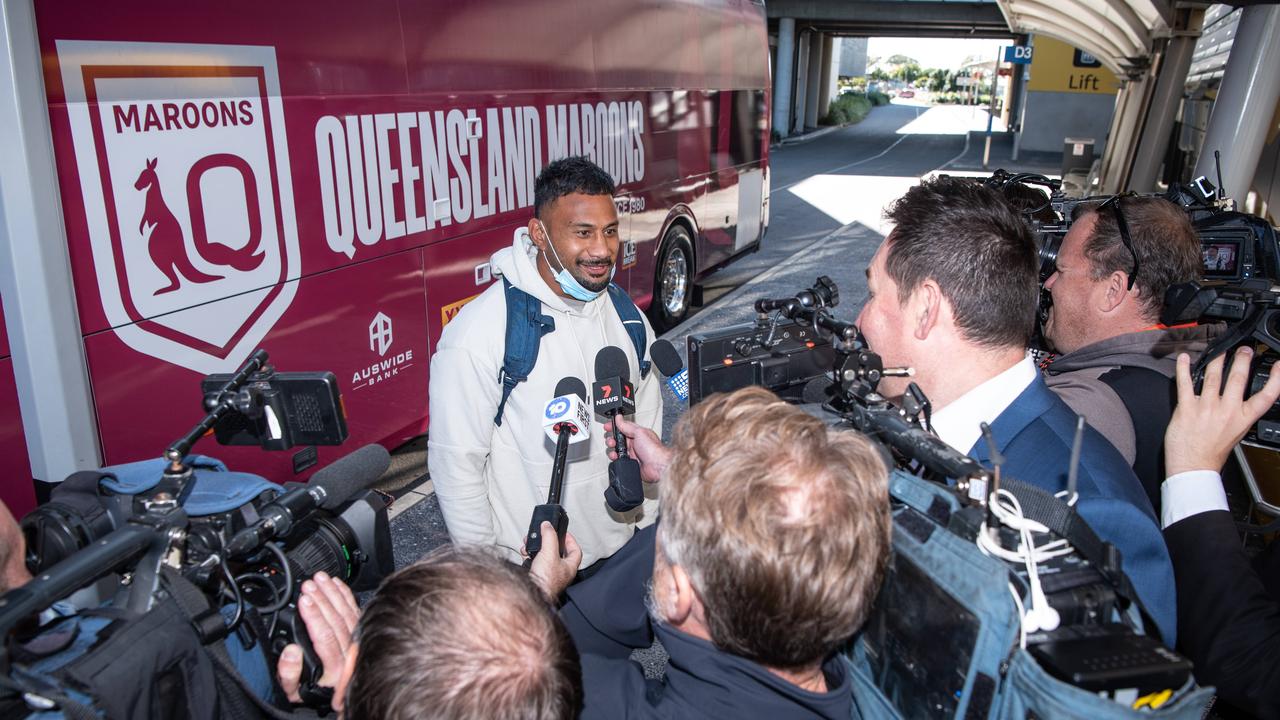 21-06-2021 Queensland State of Origin players arrive at Brisbane Airport ahead of game 2 this weekend. Francis Molo PICTURE: Brad Fleet