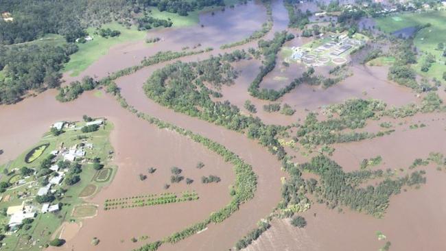 Helicopter view shows the sheer flooding of Alberton. Photo: Courier Mail