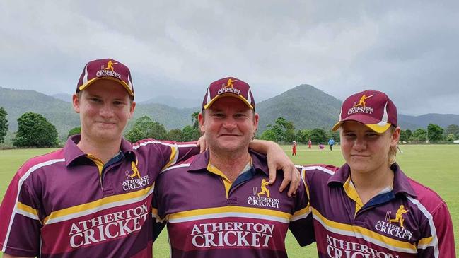 Angus (l), Ben (middle) and Finn (r) Vikionkorpi. Cricket Far North Atherton first grade. 2024. Source: Atherton Facebook