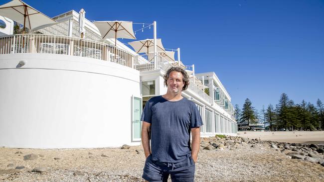 Burleigh Pavilion owner, Ben May, outlining his vision for the future of Burleigh Pavilion to the media, in response to concerns he'll operate it as a hotel and describe current negotiations with council and state government re lease conditions. Picture: Jerad Williams