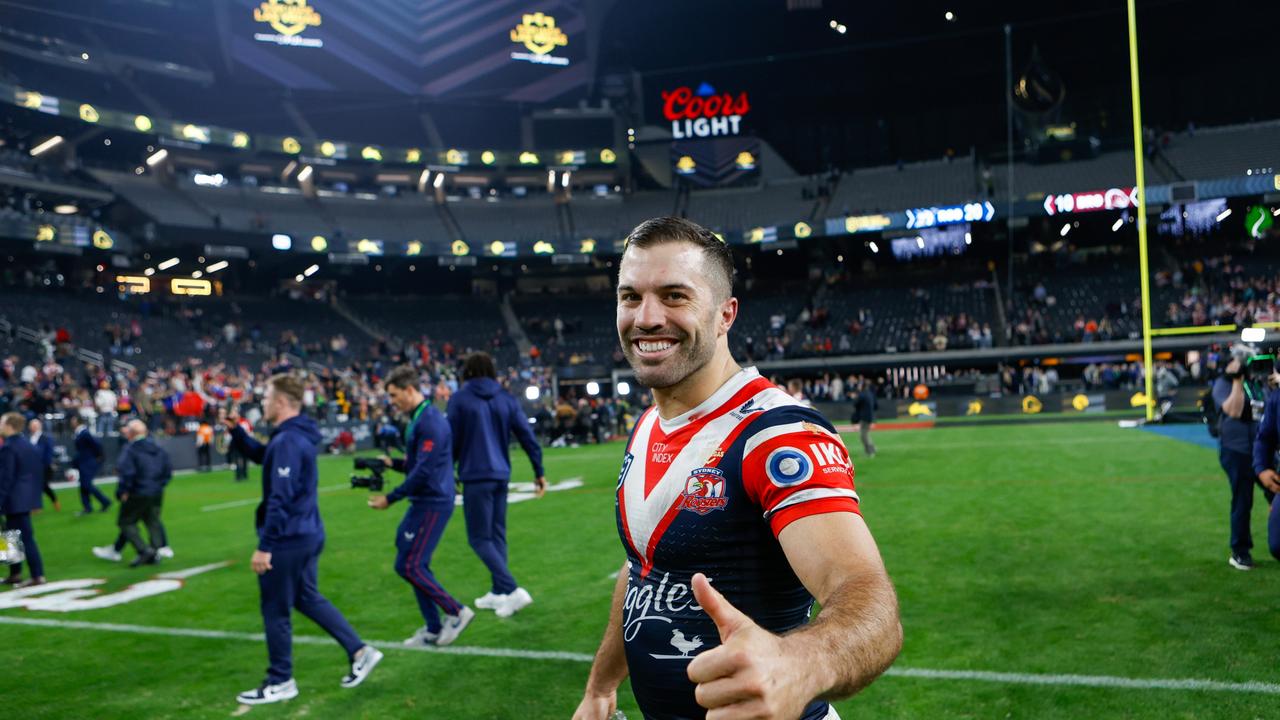 Roosters captain James Tedesco was a big hit at Allegiant Stadium. Picture: Todd Martyn-Jones