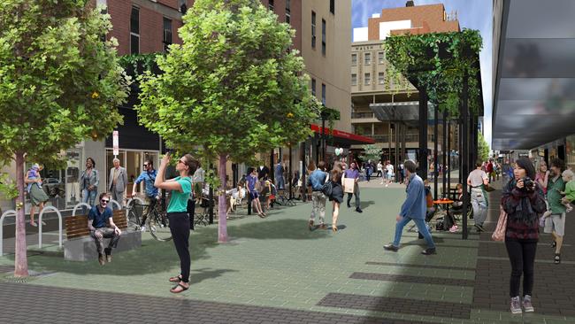 Artist impression of the upgrade to the northern part of Gawler Place.