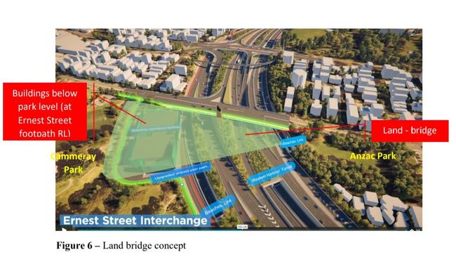 A concept plan of the "land bridge" proposed by North Sydney Council