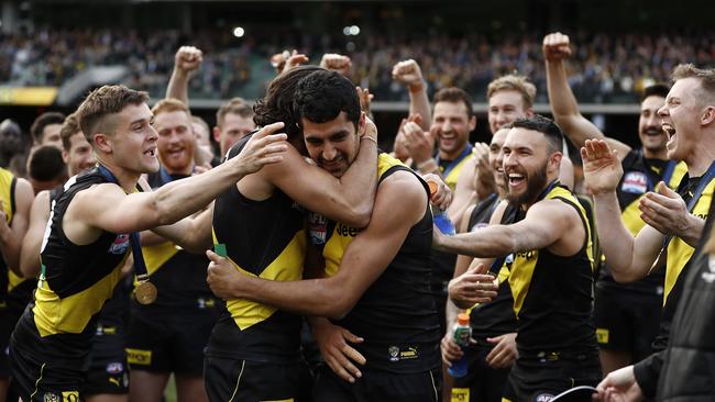 Marlion Pickett after the 2019 Grand Final — his AFL debut. Picture: Getty Images