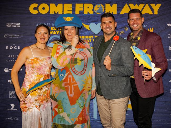 At the opening night function for The Empire's Come From Away are (from left) Donna Kramer, Dana Brown, Jacob Brewer and Adam Brunes at The Rock, Friday, March 14, 2025. Picture: Hey Media