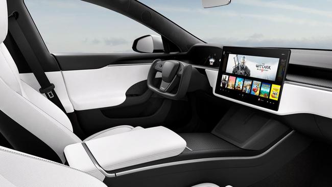 Tesla’s updated Model S serves as a mobile gaming computer as well as a car.