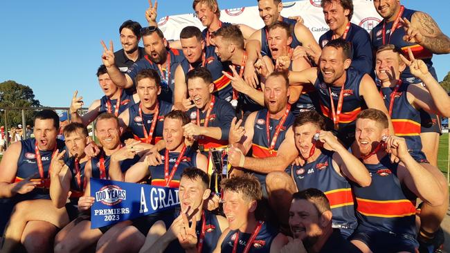 McLaren celebrates a second straight GSFL flag. Picture: Great Southern Football League