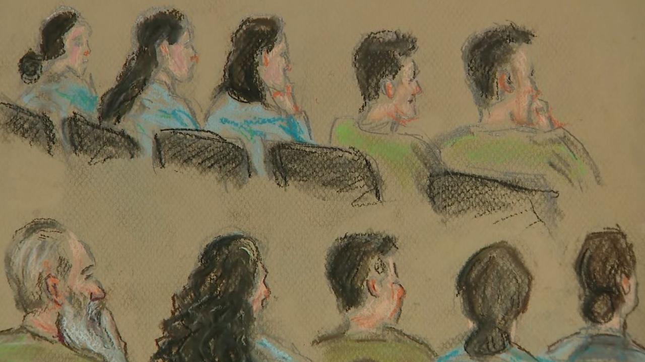 A courtroom sketch of the 14 cult members. Picture: NewsWire