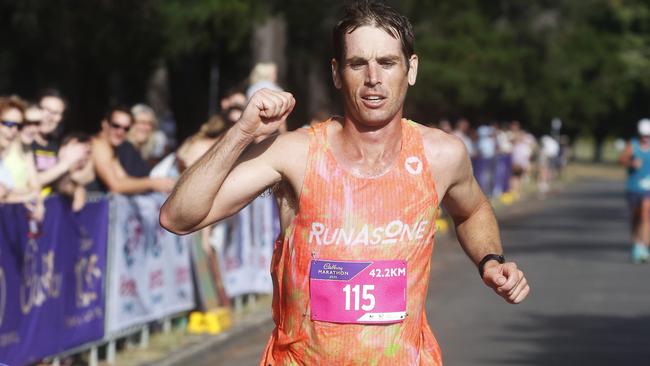 Fraser Darcy won the men's marathon. 2025 Cadbury Marathon. Picture: Nikki Davis-Jones