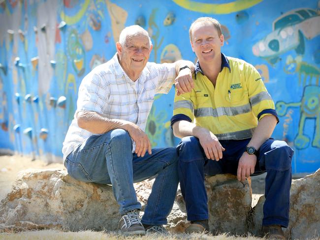 Lex Petersen and Patrick Drinan rescued young Zach Fisher from a house fire in Kingaroy last March. Picture: Jamie Hanson