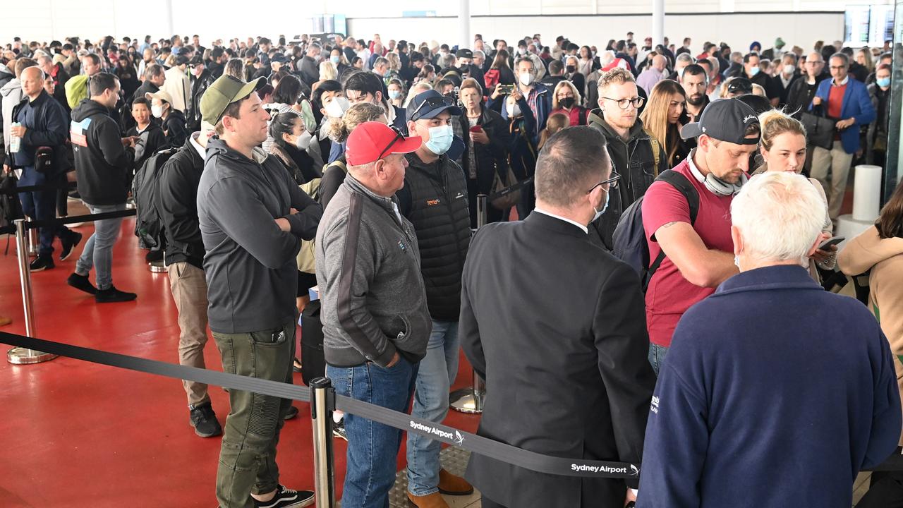 Airport queues are stretching for miles. You just need to be patient. Picture: NCA NewsWire/Jeremy Piper