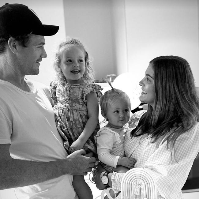 Geelong star Gary Rohan posted a series of images on his Instagram stories showing him celebrating his daughter Sadie Rose's 1st birthday. Rohan is pictured with his two daughters Bella Rae, 2, and Sadie with an unidentified woman. Picture: Instagram