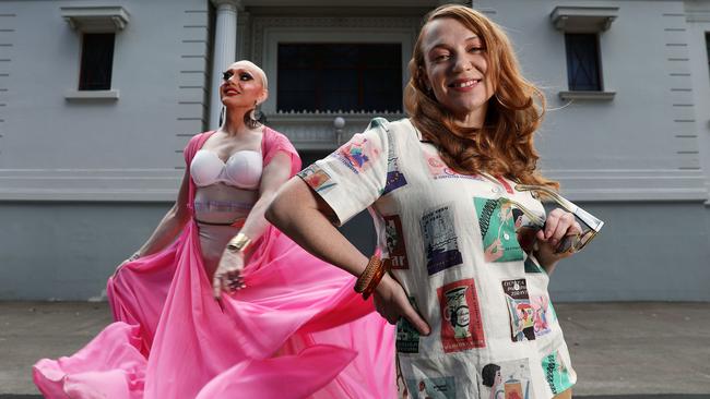 Sydney Festival Director Olivia Ansell alongside Qween Lear star Minnie Cooper at Sydney’s Hordern Pavilion. Picture: Jane Dempster