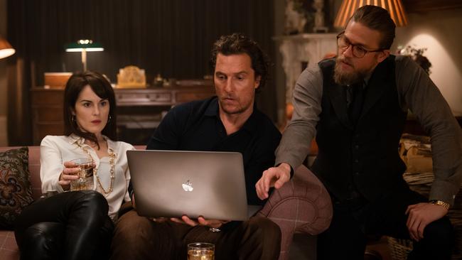 Michelle Dockery, Matthew McConaughey and Charlie Hunnam in The Gentlemen. Picture: Roadshow Films