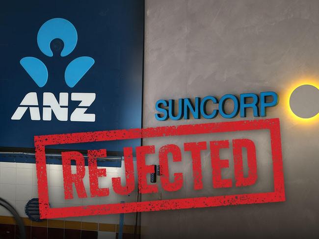 The ACCC has rejected a $4.9bn merger between ANZ and Suncorp Bank.