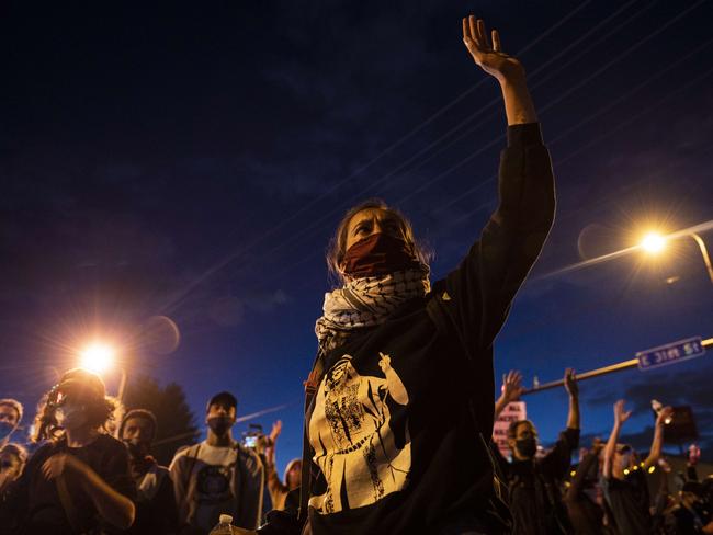 A group of protesters rallies around the Fifth Police Precinct in Minneapolis, Minnesota. Picture: Getty