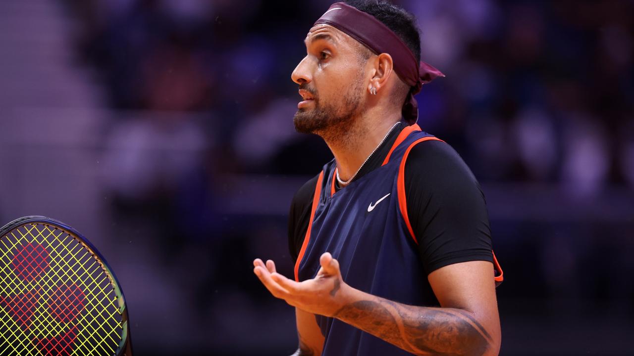 Nick Kyrgios in Dubai last week. Photo by Francois Nel/Getty Images.