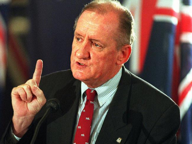 Tim Fischer, then National Party leader, addressing the National Party conference in 1995.