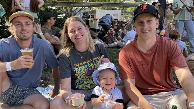 Greg Hamilton, Nikita Perrett, Harry Columbos (ten-months-old) and Ben Columbos at the La Festa - Food and Wine day as part of Cairns Italian Festival at Fogarty Park. Picture: Andreas Nicola