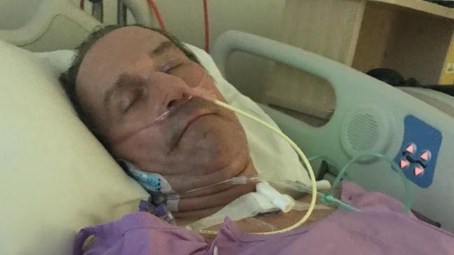 Gary Macpherson, then 62, of Newstead, just after being moved into a general ward after spending six weeks in intensive care with COVID-19 last year. He is now a Long COVID sufferer.