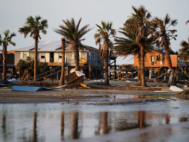 Storm debris litters a neighbourhood in the wake of Hurricane Ida on September 3, 2021 in Grand Isle, Louisiana.