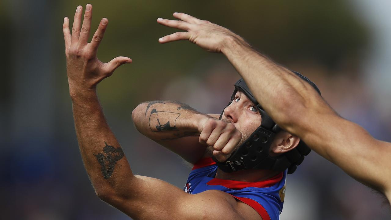 Caleb Daniel has match on the sidelines for his dumping tackle on Brisbane’s Tom Berry.