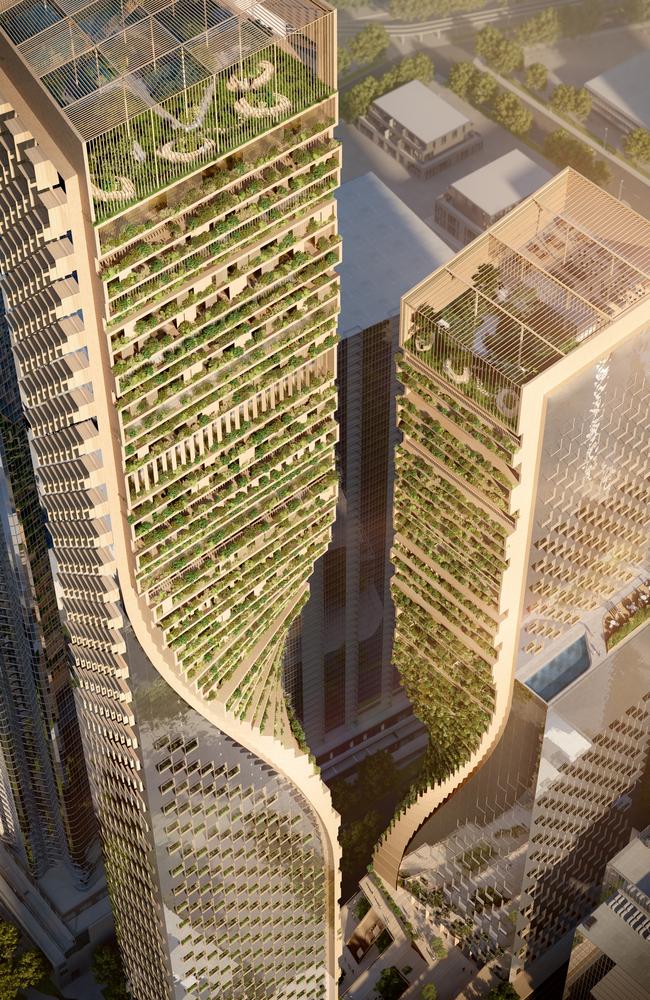 Designs featured the towers, estimated to be 365m and 295m in height. Picture: Supplied