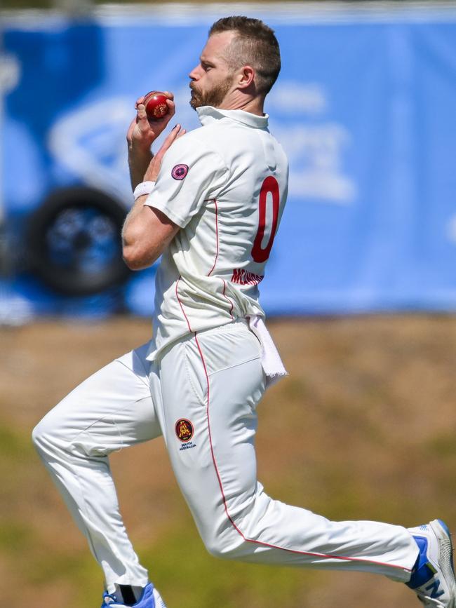 South Australian quick Nathan McAndrew has taken the most wickets in Australian first-class cricket since the start of the 2023-24 season. Picture: Mark Brake / Getty Images