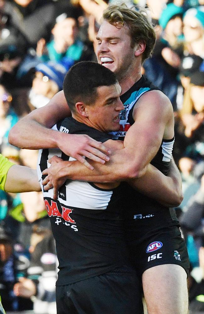 Port Adelaide recruits Jack Watts and Tom Rockliff have both had post-season surgery after carrying injuries during a disappointing first year for the Power. Picture: AAP Image/David Mariuz