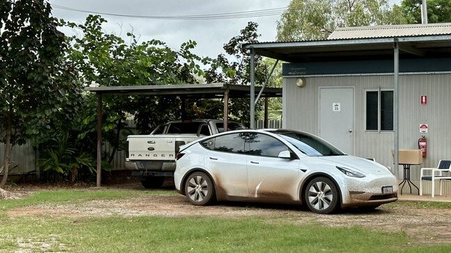 Mr Murphy stopped at the Timber Creek Hotel to recharge. Picture: Supplied.