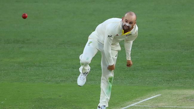 BRISBANE, AUSTRALIA - NOVEMBER 23:  Nathan Lyon of Australia bowls during day one of the First Test Match of the 2017/18 Ashes Series between Australia and England at The Gabba on November 23, 2017 in Brisbane, Australia.  (Photo by Cameron Spencer/Getty Images)