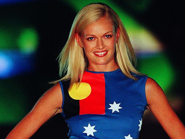 Sarah O'Hare (now Murdoch) at Australian Fashion Week. Picture: Joe Murphy