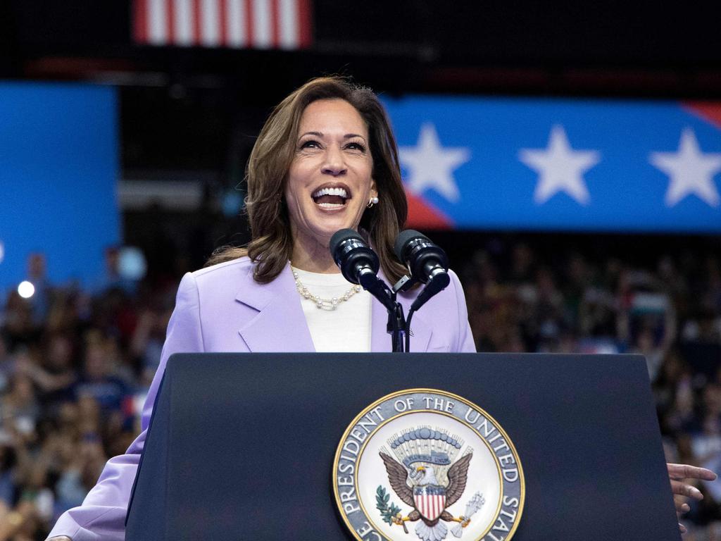 US Vice President and Democratic presidential candidate Kamala Harris speaks during a campaign rally at the Thomas and Mack Center, University of Nevada in Las Vegas, Nevada. Picture: AFP