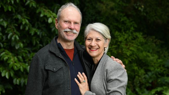 Sandy Verschoor with her husband Greg Mitchell. Picture: Naomi Jellicoe