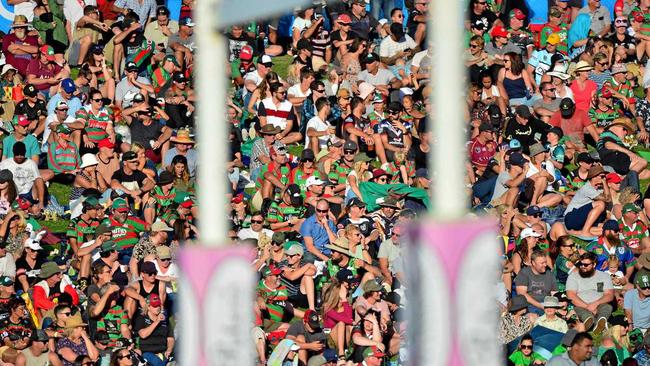 NRL action at Sunshine Coast Stadium between New Zealand Warriors and the South Sydney Rabbitohs. A record crowd of 11,912. Picture: John McCutcheon