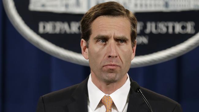 FILE - In this Feb. 5, 2013 file photo, Delaware Attorney General Beau Biden pauses while speaking at a news conference at the Justice Department in Washington. On Saturday, May 30, 2015, Vice President Joe Biden announced the death of his son, Beau, from brain cancer. (AP Photo/Jacquelyn Martin)