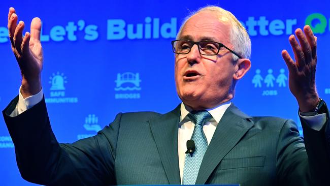 Australian Prime Minister Malcolm Turnbull speaks at the LNP campaign launch for the Queensland Election yesterday. Photo: AAP