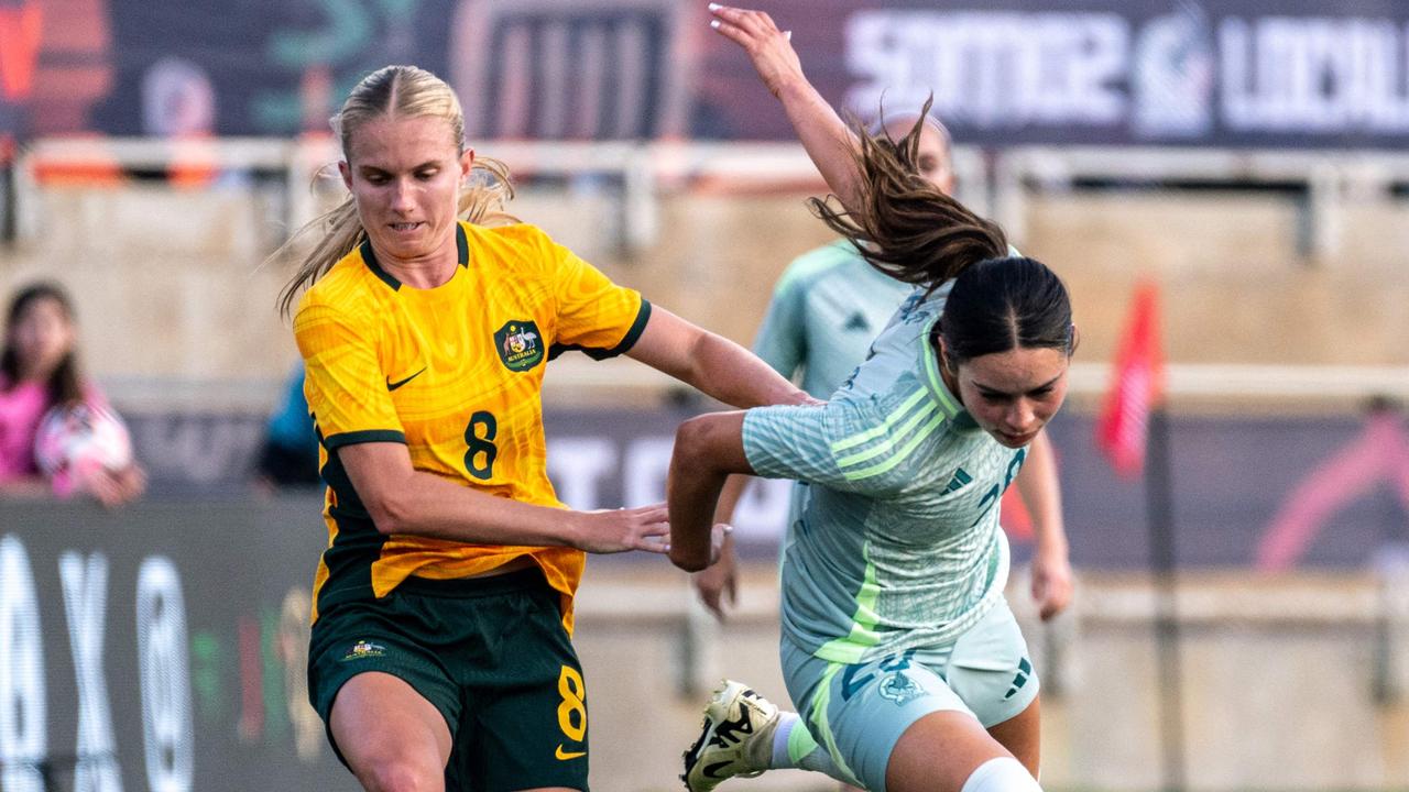 Kaitlyn Torpey looks to have sealed her spot in Australia’s 18-player squad for Paris after an assured performance at left-back. Picture: Sergio Flores / AFP