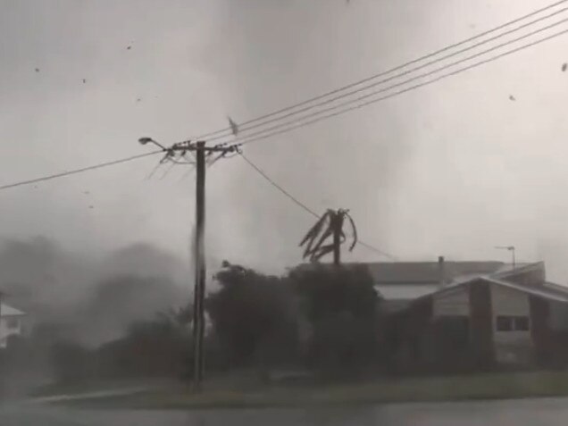 A video captured the moment a tornado ripped through Bunbury in Western Australia on Friday afternoon. Picture: X