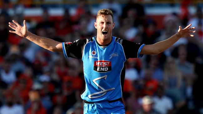 Billy Stanlake in action for Strikers. Picture: AAP