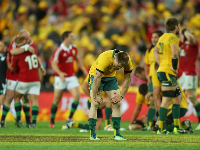 A gutted James O'Connor after the Lions series’ victory last time they toured Australia in 2014. Picture: Scott Barbour/Getty Images