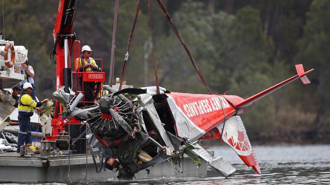 The seaplane that crashed north of Sydney on New Year’s Eve killing six people was not damaged prior to impact, an inquiry has found. Picture: Richard Dobson.