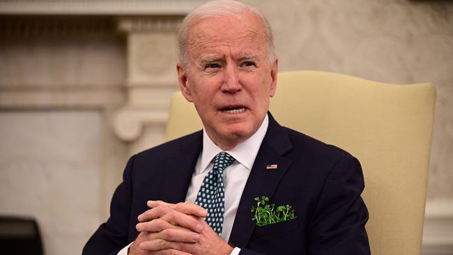 Joe Biden in the Oval Office on Thursday. Picture: AFP