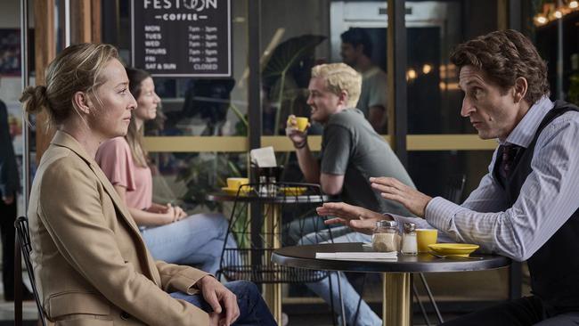 Asher Keddie and Jonathan LaPaglia in a scene from Strife.