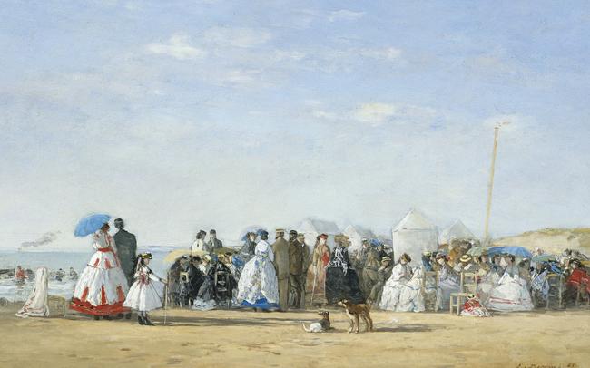 Fashionable figures on the beach (1865) by Eugène Louis Boudin of the Barbizon movement. Picture: Museum of Fine Arts, Boston
