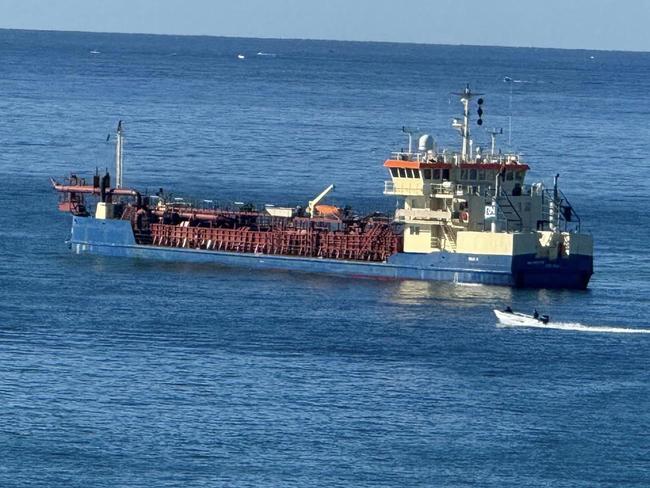 A specialist boats arrives for Tweed Sand Bypassing dredging of the Tweed River Entrance, which is expected to start mid July 2024 for approximately 4 - 8 weeks (weather depending). Approximately 140,000 cubic metres of sand will be delivered offshore of Bilinga/Tugun, Duranbah and Fingal beaches. Picture: Supplied