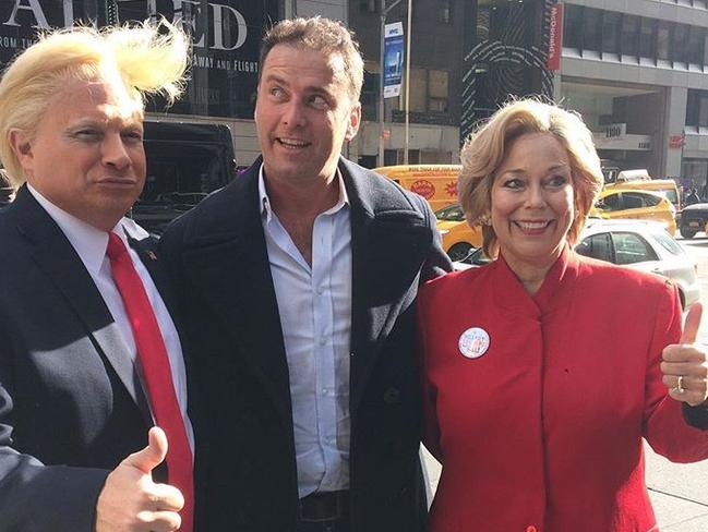 Stefanovic met these two impersonators at New York’s Times Square. Picture: Karl Stefanovic/Instagram