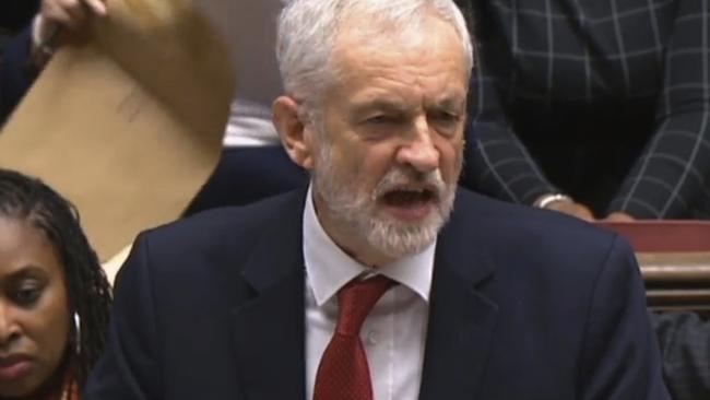 Labour leader Jeremy Corbyn instigated a no-confidence vote against Theresa May after her deal was defeated in the House of Commons. Picture: AP 